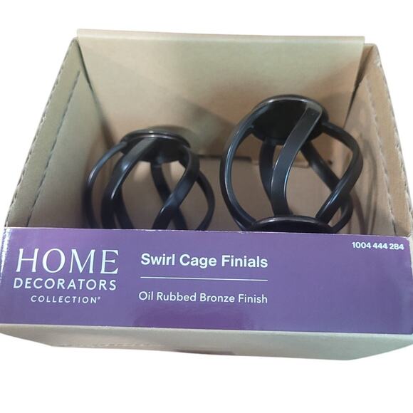 Oil-Rubbed Bronze Swirl Cage Finials (2 Sets of 2) Fits 1" Home Decorators Rods - Picture 3 of 8